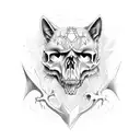 Corpse observer with a wolf skull tattooed on their hand tattoo design idea