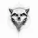 Corpse observer with a wolf skull tattooed on their hand tattoo design idea