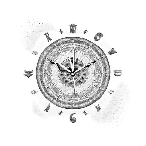 Sacred Sand Clock tattoo design idea