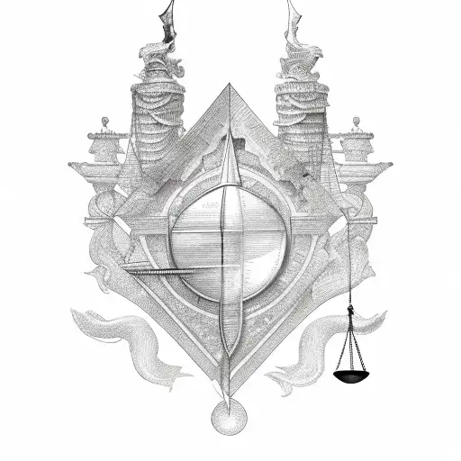 scales of justice with "on equal terms" underneath tattoo design idea