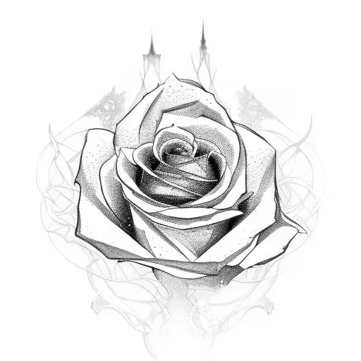 Combine Gothic architecture and design elements with a modern twist, such as dark roses and intricate patterns tattoo design idea