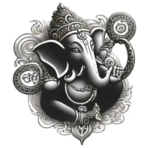 om ganeshaya namah shivaya with om logo tattoo design idea