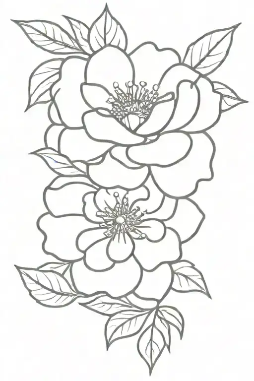 Daisy flower, red and white camellia, viola flower   tattoo design idea