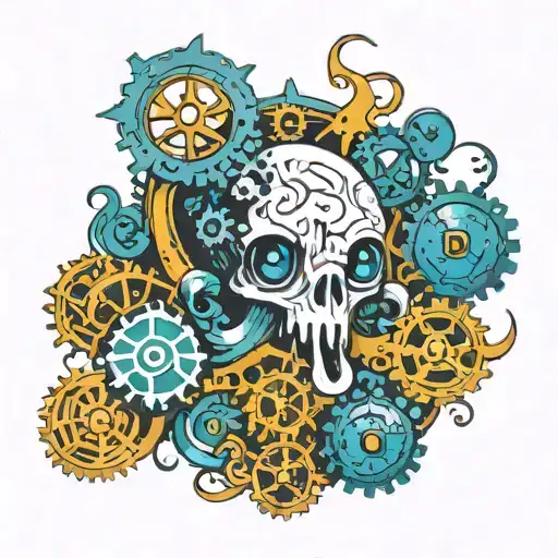 tree of life, octopus, gears, galaxy, evil eyes tattoo design idea