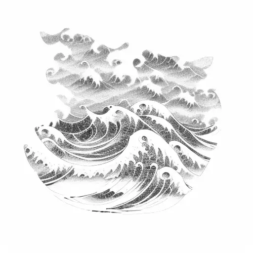 Japanese wave coming out of a cloud tattoo design idea
