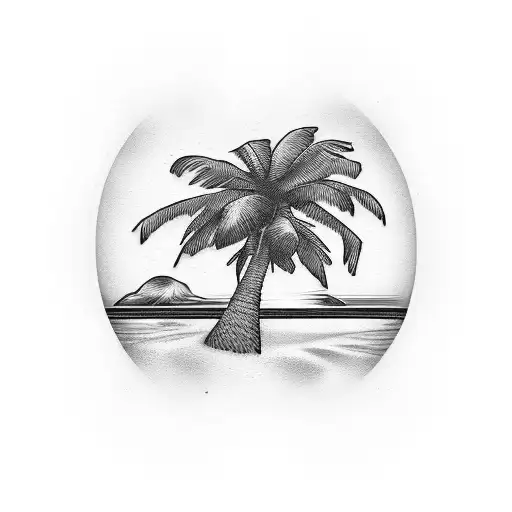 palm tree guitar tattoo design idea