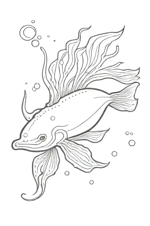 under water nudibranch gracefully swimming tattoo design idea