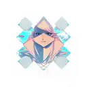Manga character in a geometric landscape tattoo design idea