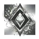 A dotwork tattoo of a sparkling diamond with hourglass sand flowing around it tattoo design idea