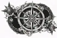 Compass and One piece Law symbol with his hands tattoo design idea