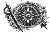 Compass and One piece Law symbol with his hands tattoo design idea
