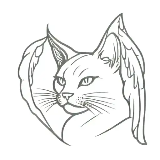 cat with angel wings tattoo design idea