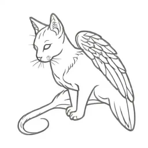 cat with angel wings tattoo design idea