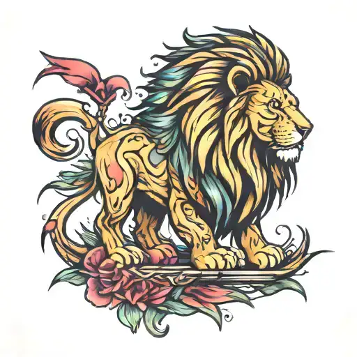 lion with a scar made out of a ski tattoo design idea