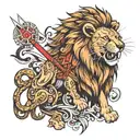 lion with a scar made out of a ski tattoo design idea