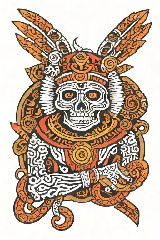 Mictlantecuhtli with tribal bands  tattoo design idea