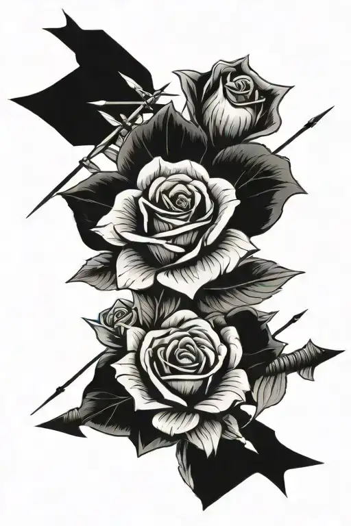 4 Arrows with a rose tattoo tattoo design idea