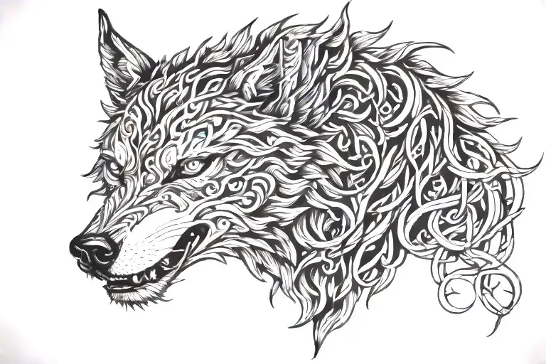 fenrir wolf tattoo design idea