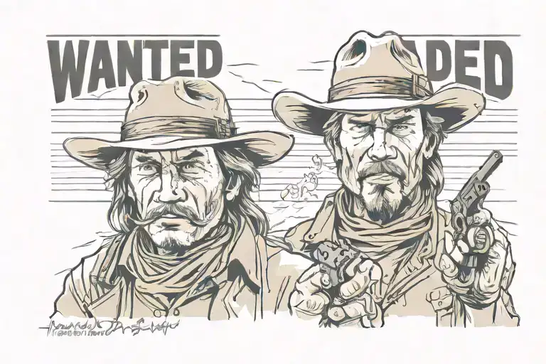 Wanted Dead or Alive tattoo design idea