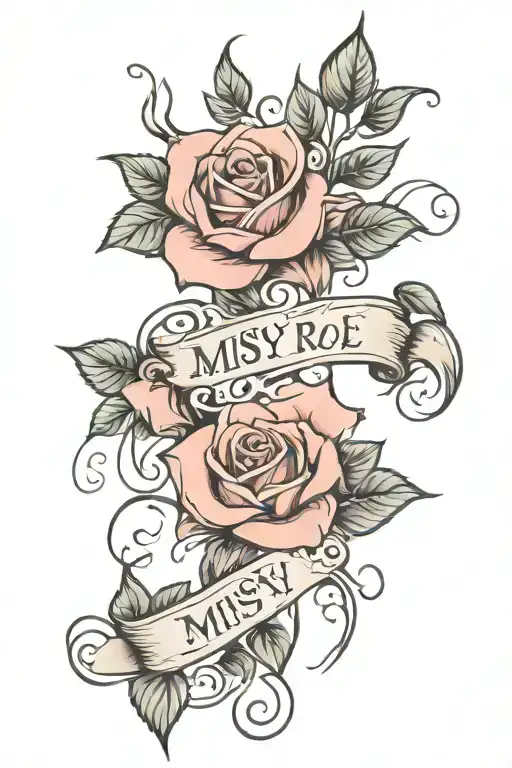 3 roses coming up my lower forearm with the words Missy Rose written in the drawing  tattoo design idea