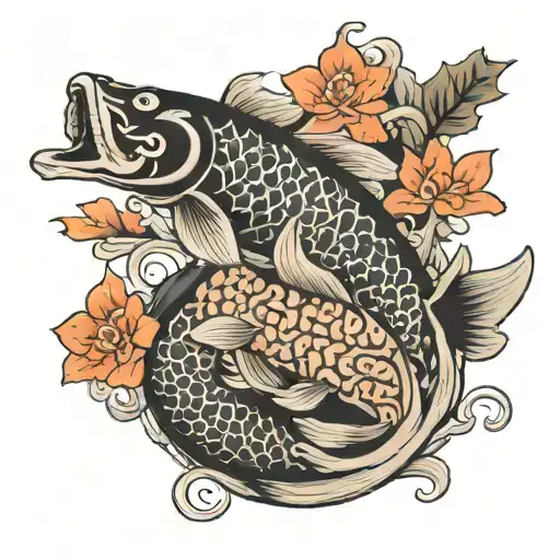 irezumi koi and maple tattoo featuring tattoo design idea