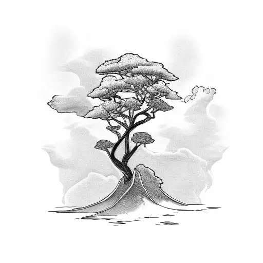 hawaiian roots that grow in to Oregon mountains tattoo design idea