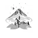 oregon trees and mountains with hawaiian twist tattoo design idea