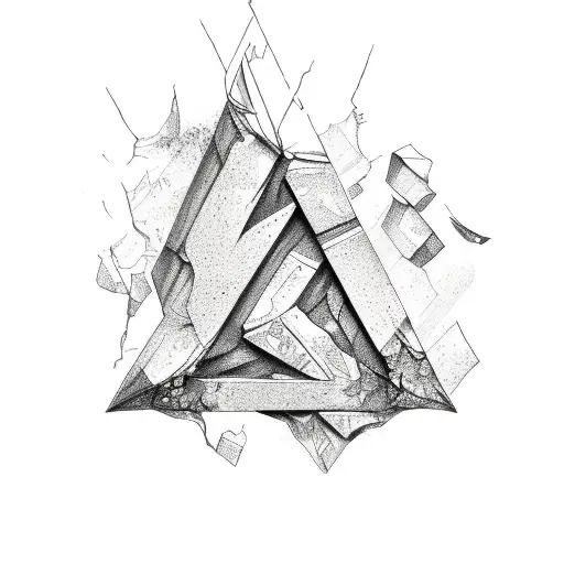 the word broken in shattered font tattoo design idea