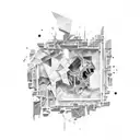 the word broken in shattered font tattoo design idea