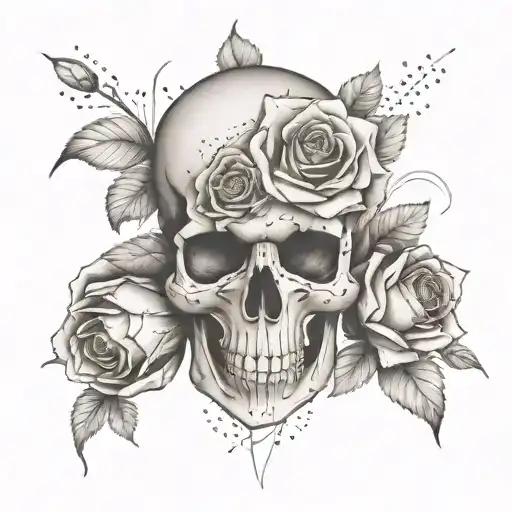 3 roses, skull, abstract tattoo design idea