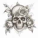 3 roses, skull, abstract tattoo design idea
