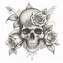 3 roses, skull, abstract tattoo design idea