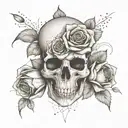 3 roses, skull, abstract tattoo design idea
