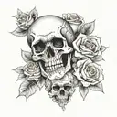 3 roses, skull, abstract tattoo design idea