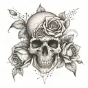 3 roses, skull, abstract tattoo design idea