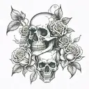 3 roses, skull, abstract tattoo design idea