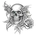 3 roses, skull, abstract tattoo design idea