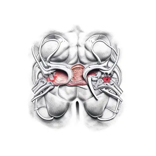 Surgeon cutting out stomach for someone to survive tattoo design idea