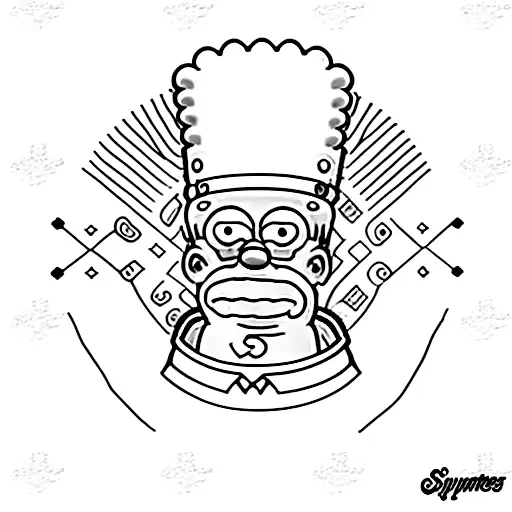 Homer Simpson con sombrero seleccionador  tattoo design idea