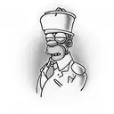 Homer Simpson con sombrero seleccionador  tattoo design idea