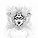 goddess Kali with abstract and geometric  tattoo design idea