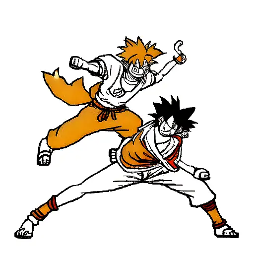 Luffy Goku Ichigo Naruto showing their full power tattoo design idea