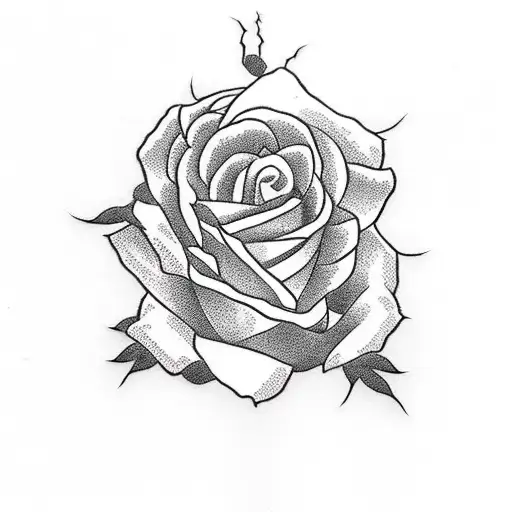 rose bush with barbed wire weaving through tattoo design idea