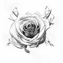 rose bush with barbed wire weaving through tattoo design idea