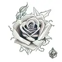 rose bush with barbed wire weaving through tattoo design idea
