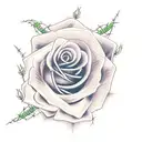 rose bush with barbed wire weaving through tattoo design idea