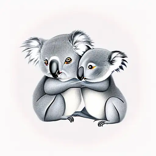 one koala and one monkey  tattoo design idea