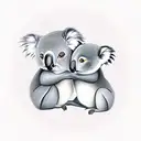 one koala and one monkey  tattoo design idea