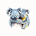 one koala and one monkey  tattoo design idea
