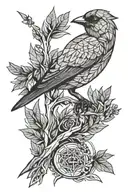 Bird on a branch tattoo design idea